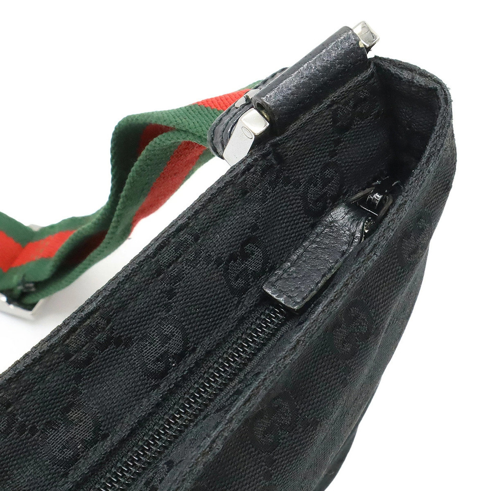 Gucci Sherry Crossbody Canvas Bag GG Black Web Black - Picture 5 of 8